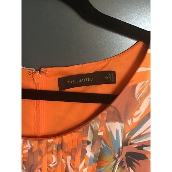 The Limited Womens Orange Multi Floral Print Pleated Front Belted Dress Size 12 - Picture 5 of 7